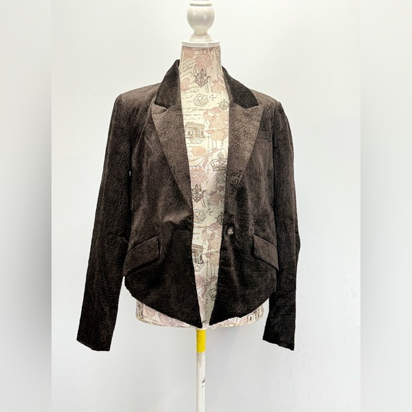 DEMOCRACY Brown corduroy crop blazer size S - Picture 5 of 13